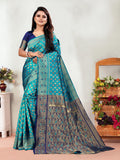 Vedant Vastram Litchi Silk Designer Banarasi Saree - Rama