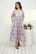 Myshka Women Multi-Floral Rayon A-Line V-Neck Dress