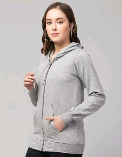 PAVONINE Silver Color Casual Winter Wear Hoodie Sweatshirt For Girls