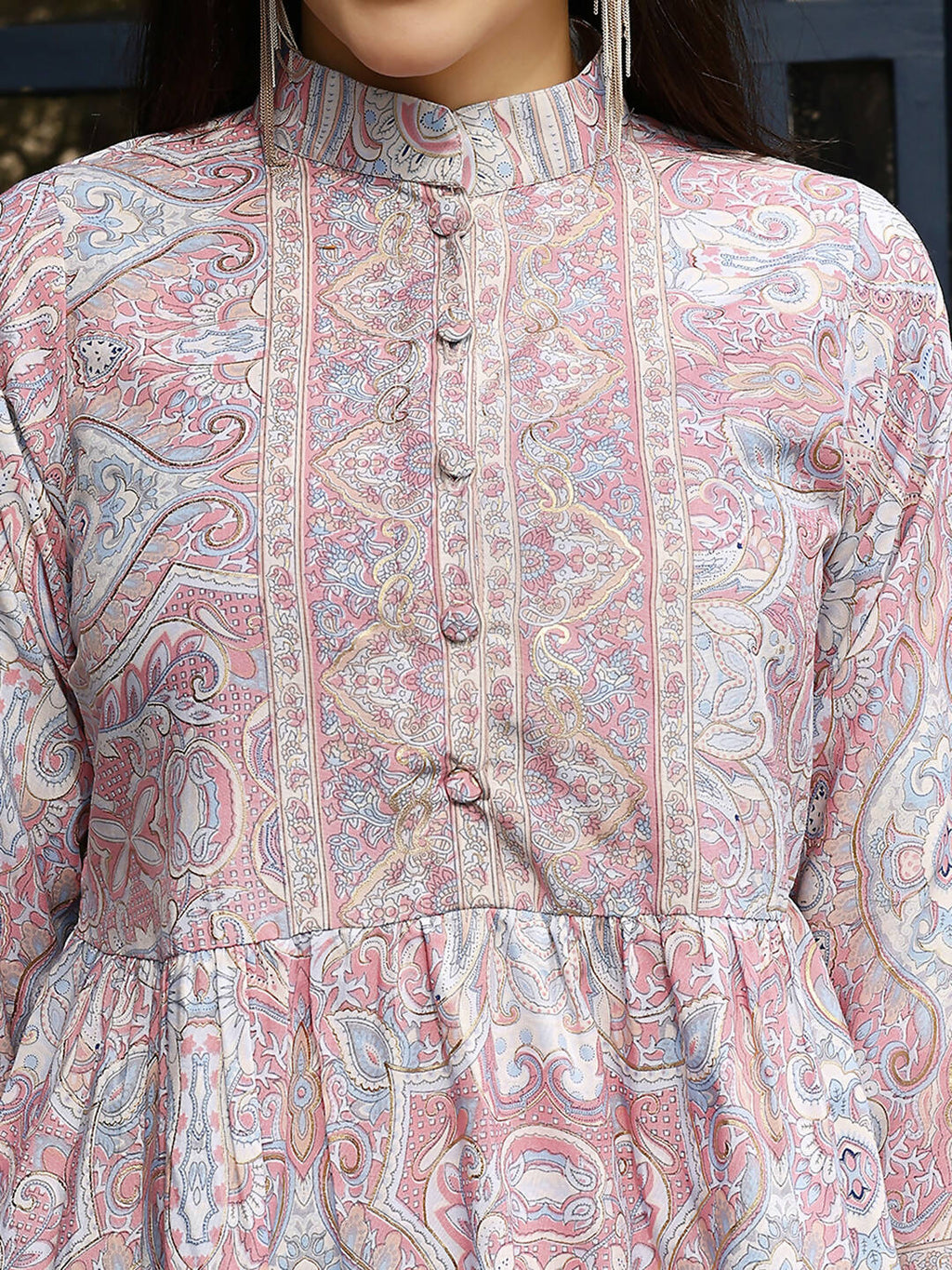 Light Pink Rayon Floral Printed Top with Matching Bottom - Eesha