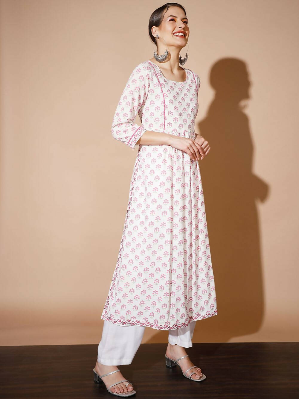 Myshka Women Lavender Printed Kurtas
