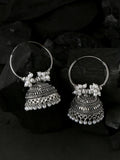 NVR Women's Silver Toned Dome Shaped Jhumkas Earrings