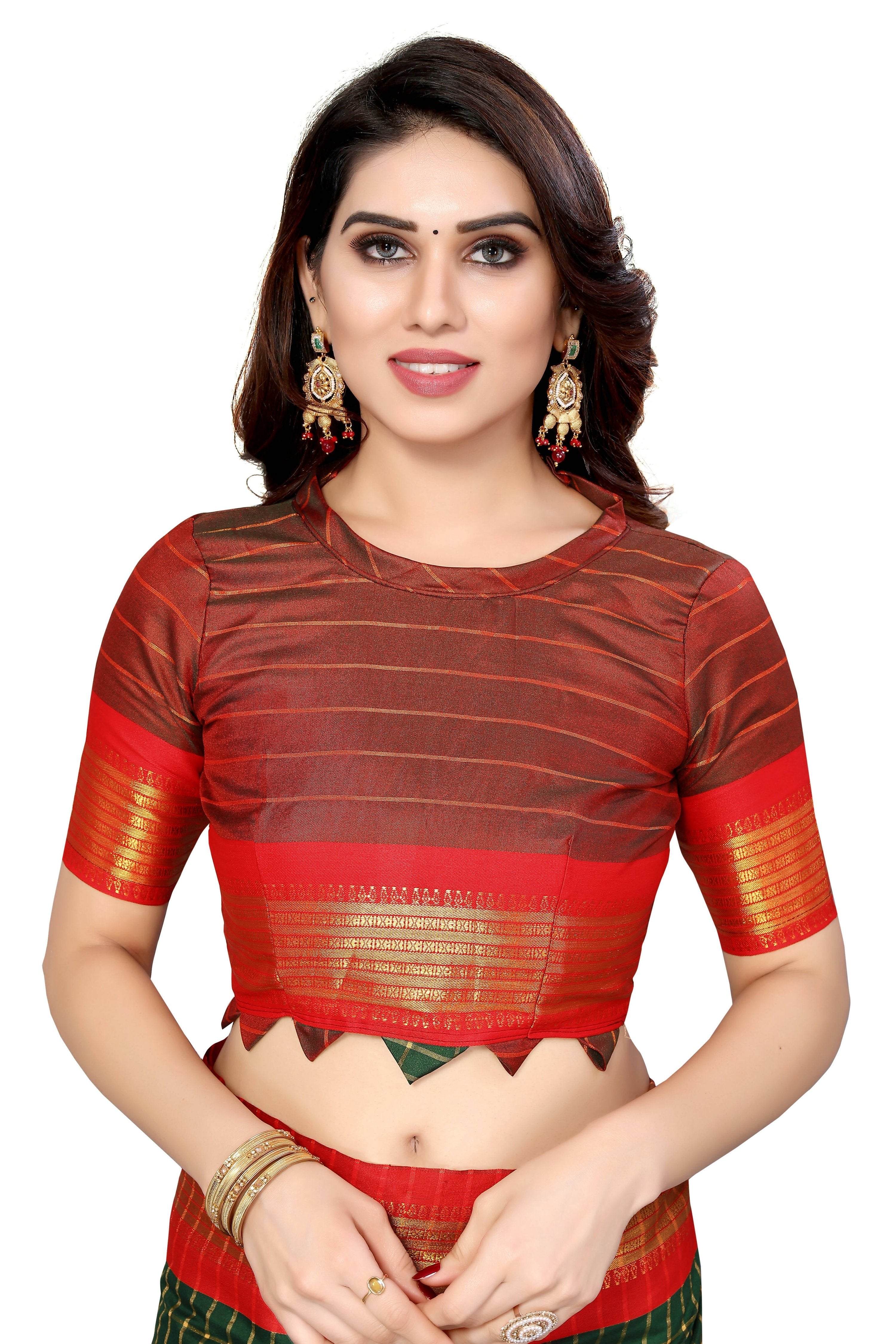 Vamika Weaving Green Cotton Silk Saree