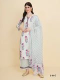 Designer Stylish white Cotton Stitched Suit With Dupatta - Tanisha