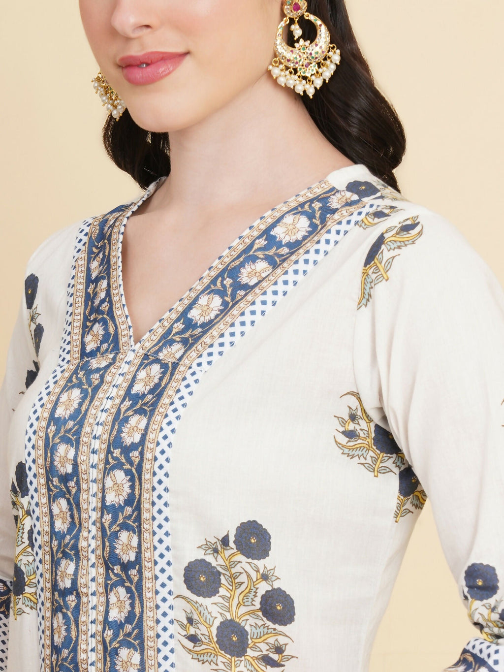 Designer Stylish white Cotton Stitched Suit With Dupatta - Tanisha