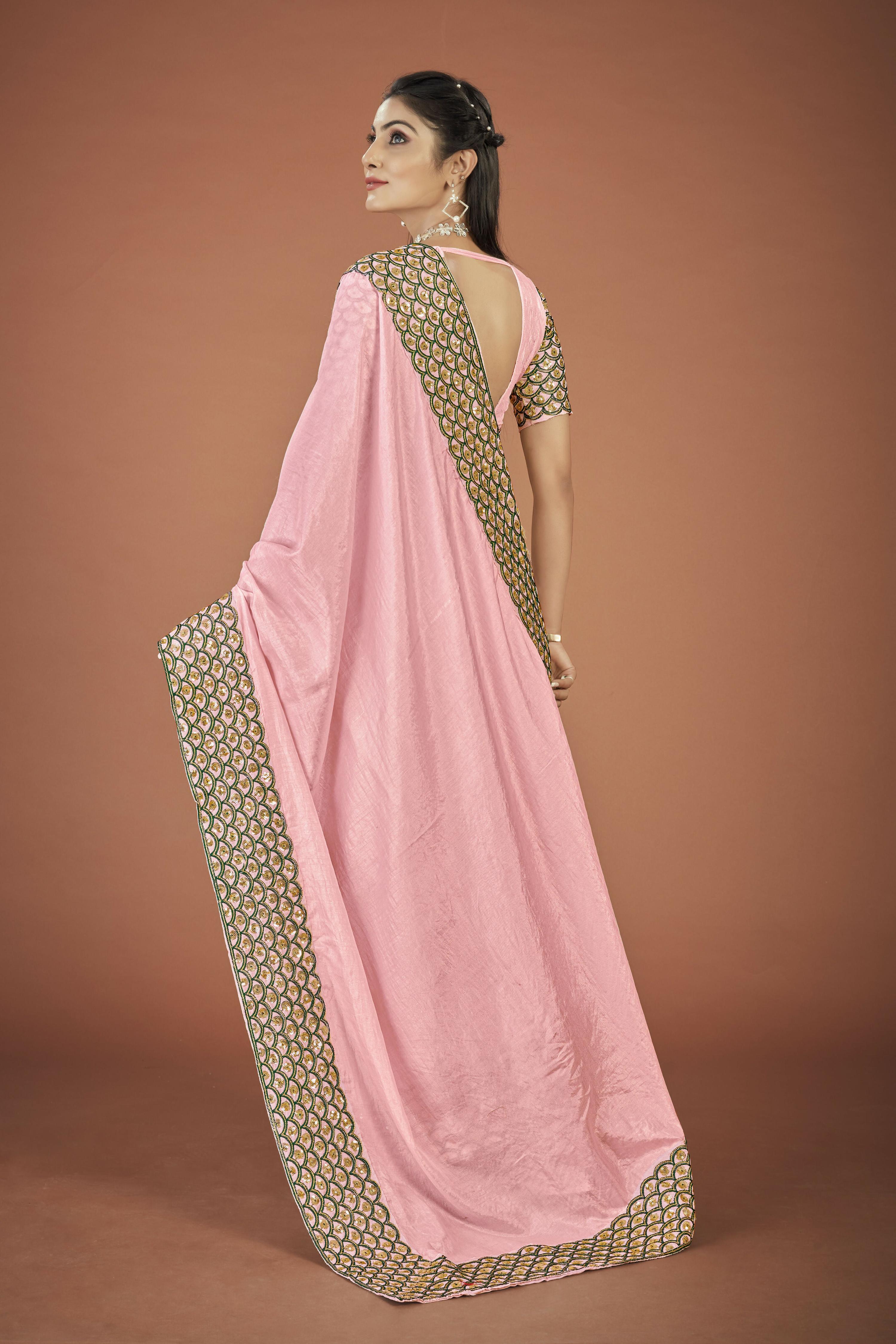 Vamsee Lata Pink Organza Saree