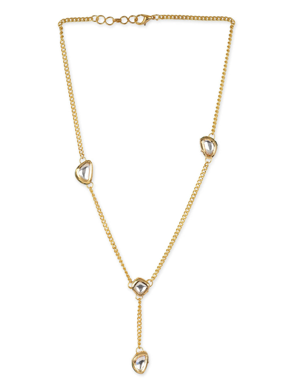 Gold-Toned White Brass Gold-Polished Necklace - Ruby Raang