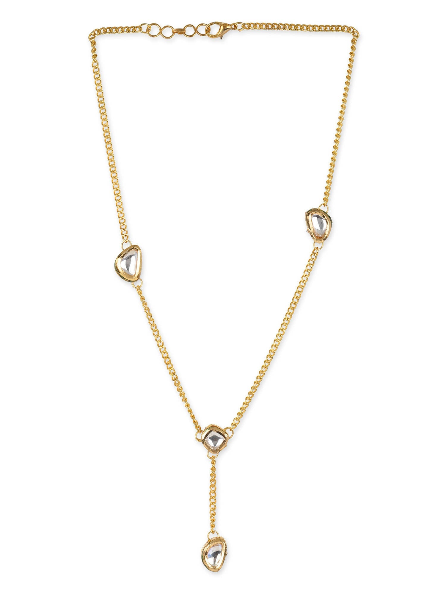 Gold-Toned White Brass Gold-Polished Necklace - Ruby Raang