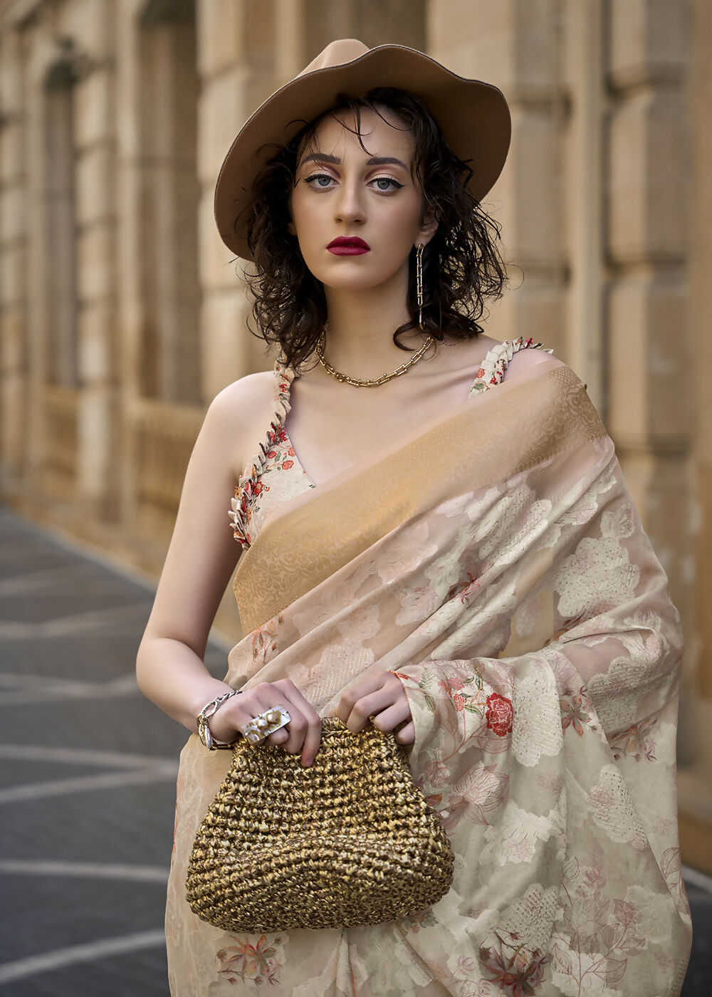 Lovely Off White Polly Brasso Designer Saree - Emponline