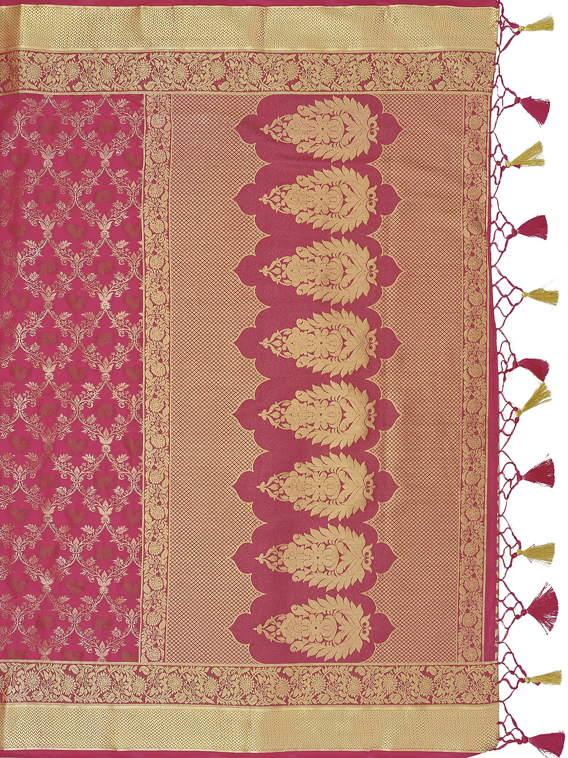 Mimosa Women's Kanchipuram Art Silk Pink Saree