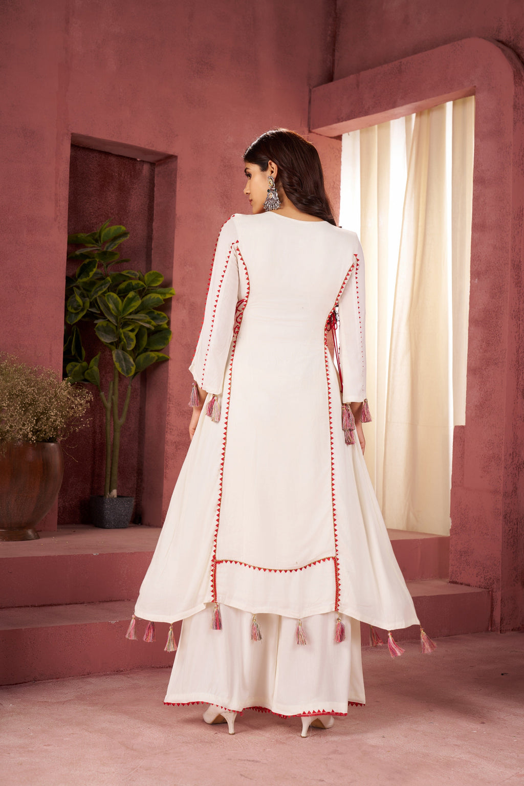 Lehenga Mart Off White Reyon Designer Cord-Set Ready To Wear