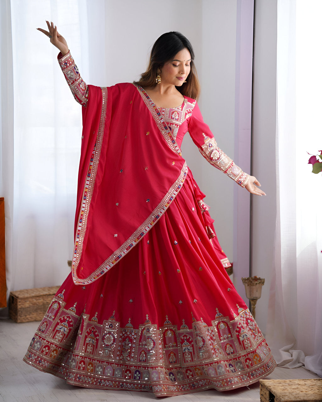 Lehenga Mart Designer Bollywood Style Wedding Wear Lehenga Choli - Red