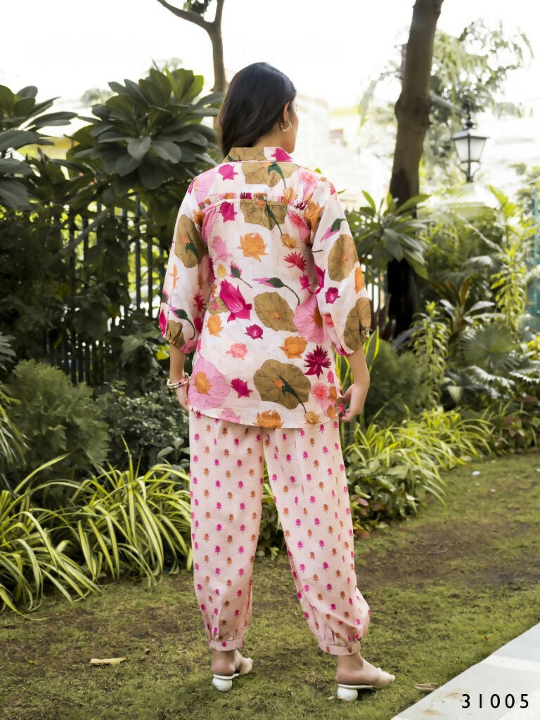 Casual Fashionable Multi Muslin Cotton co-ord set - Manya