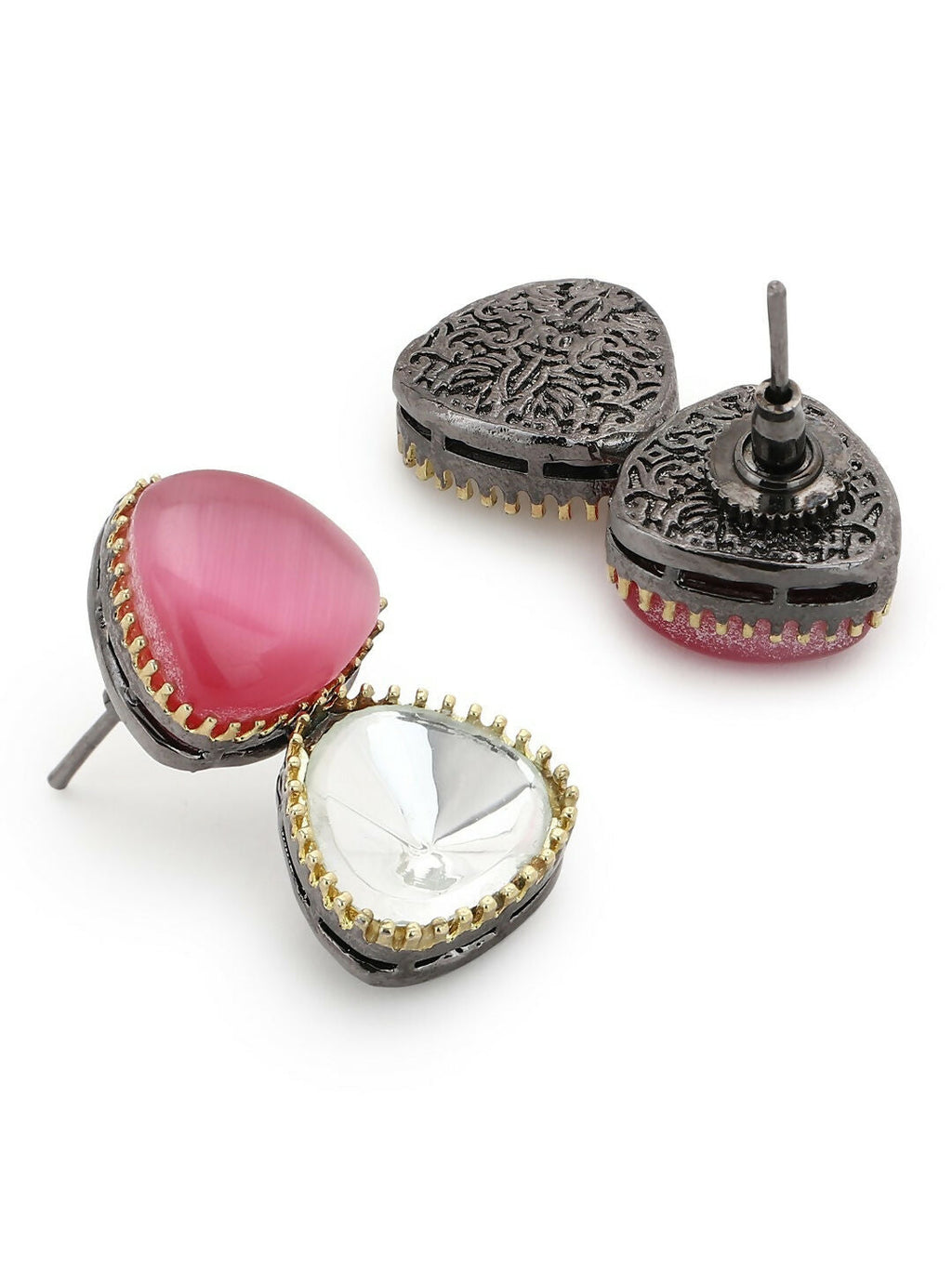 Kundan & Pink Stone Earrings- Ruby Raang