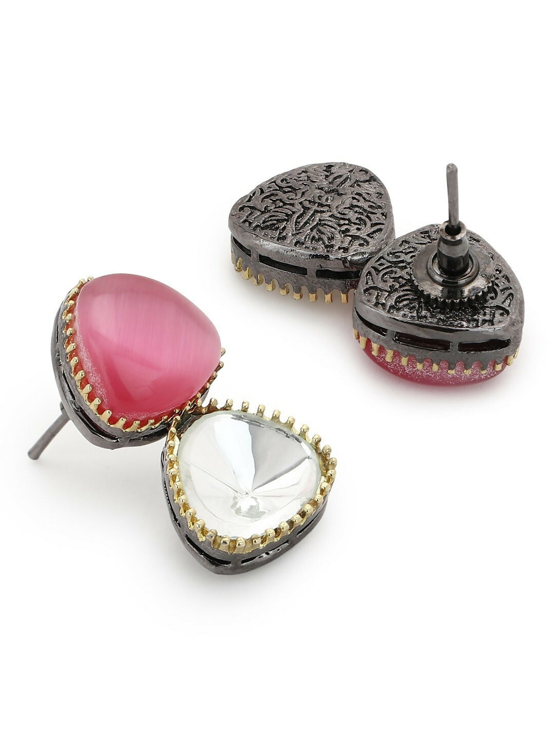 Kundan & Pink Stone Earrings- Ruby Raang