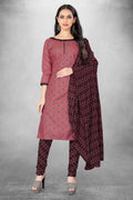 Pink Cotton Printed Unstitched Dress Material - Amara