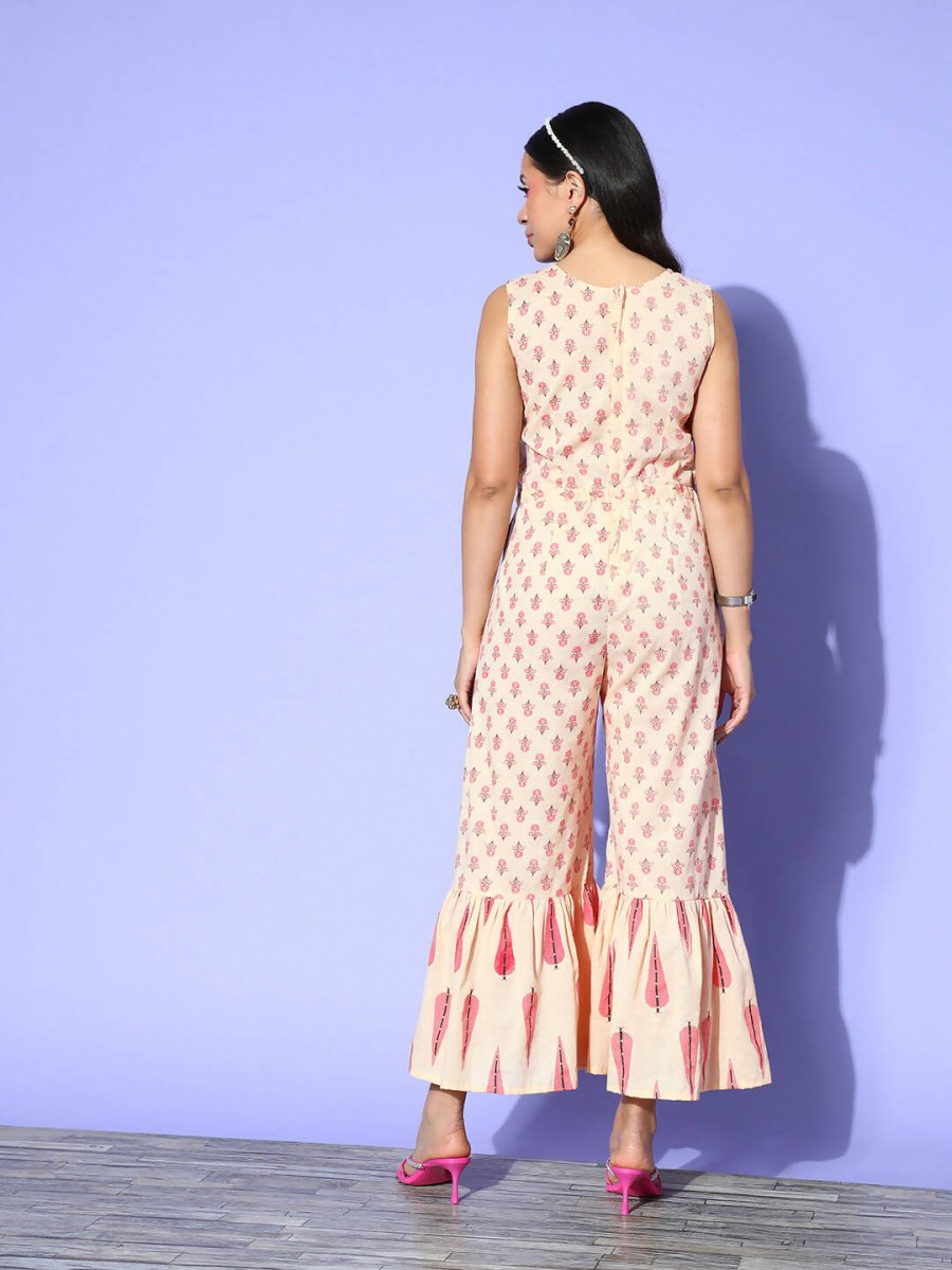 Ahalyaa Women's Traditional wear Jumpsuit - Beige