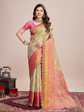 Vedant Vastram Soft Litchi Silk Kanjeevaram Silk Saree - Pista