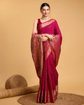Vedant Vastram Soft Litchi Silk Banarasi Silk Saree - Rani