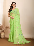 Vedant Vastram Georgette Printed Fancy Saree - Parrot