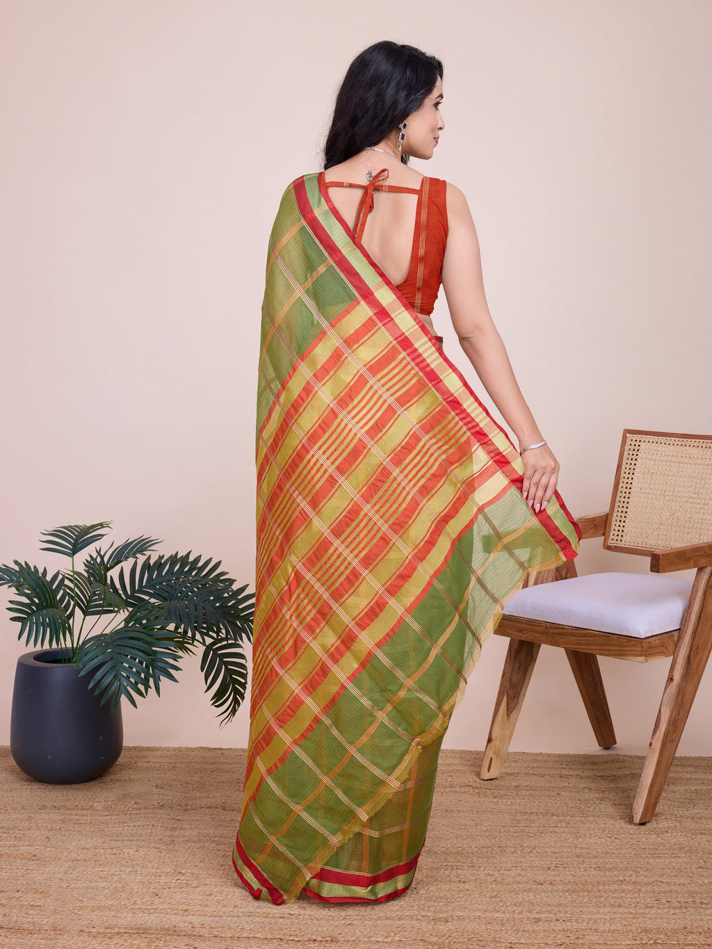 Vedant Vastram Cotton Silk Jacquard Fancy Saree - Mahendi