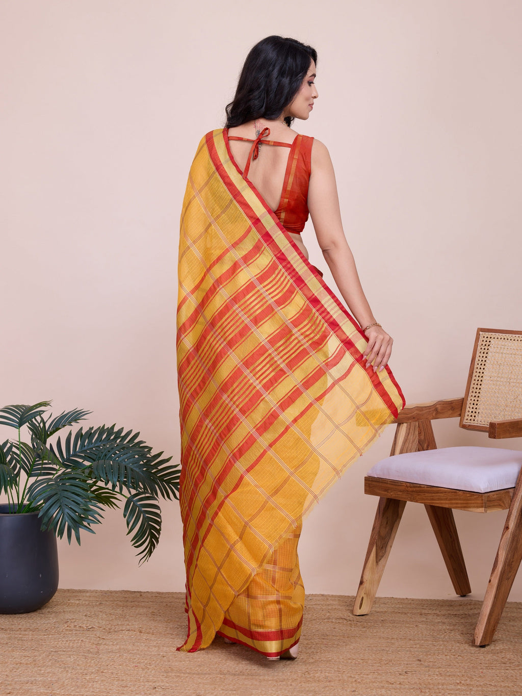 Vedant Vastram Cotton Silk Jacquard Fancy Saree - Mustard