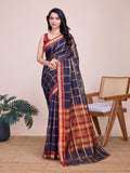 Vedant Vastram Cotton Silk Jacquard Fancy Saree - Navy
