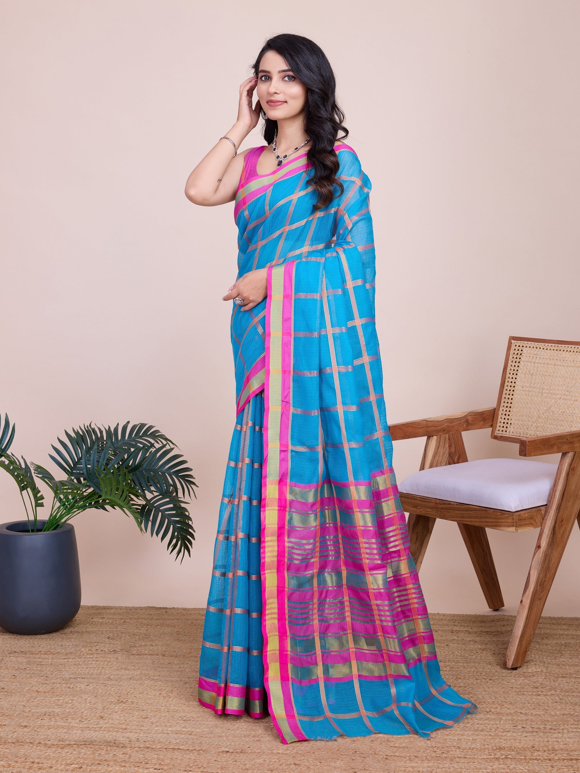 Vedant Vastram Cotton Silk Jacquard Fancy Saree - Rama