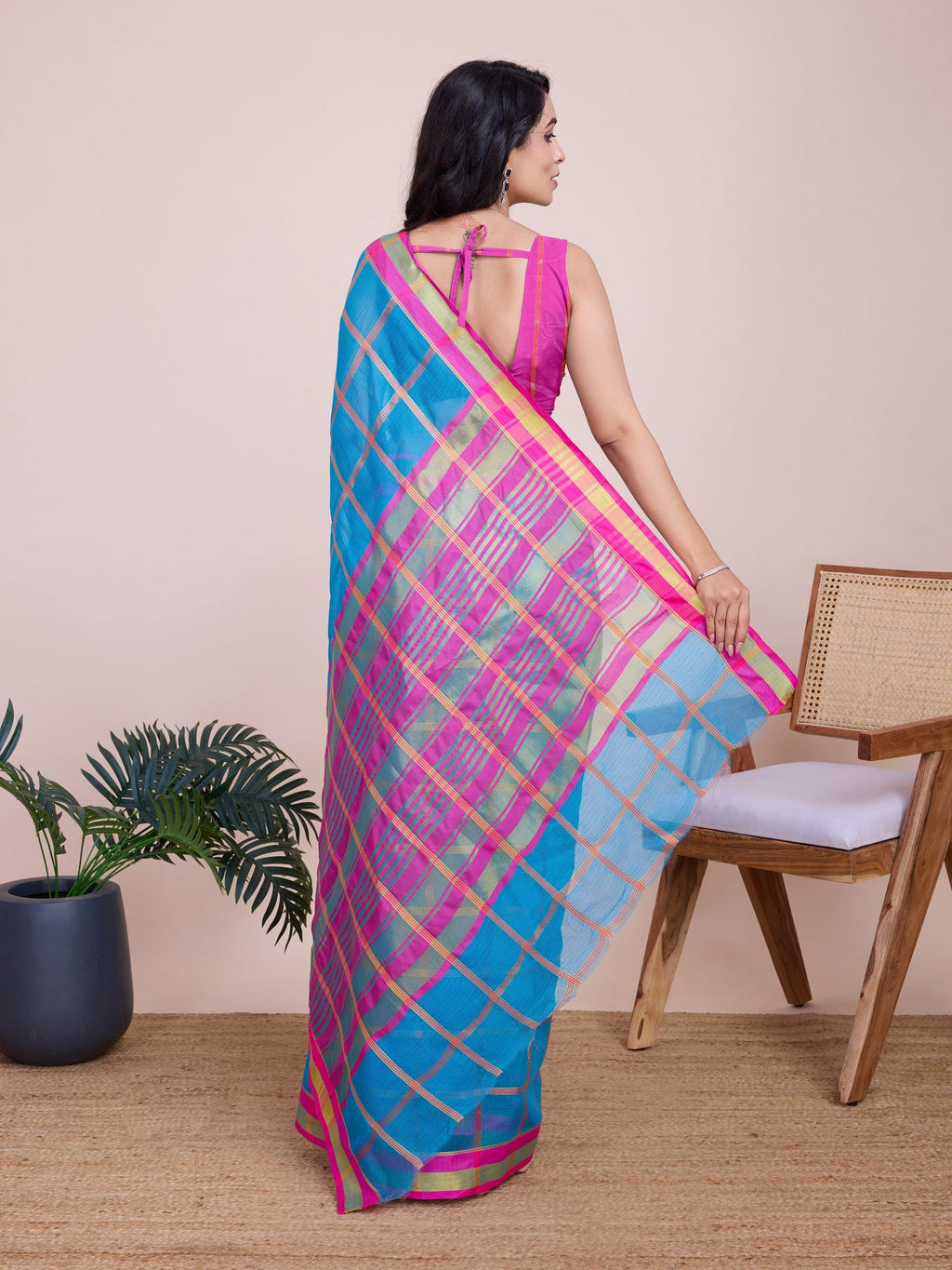 Vedant Vastram Cotton Silk Jacquard Fancy Saree - Rama