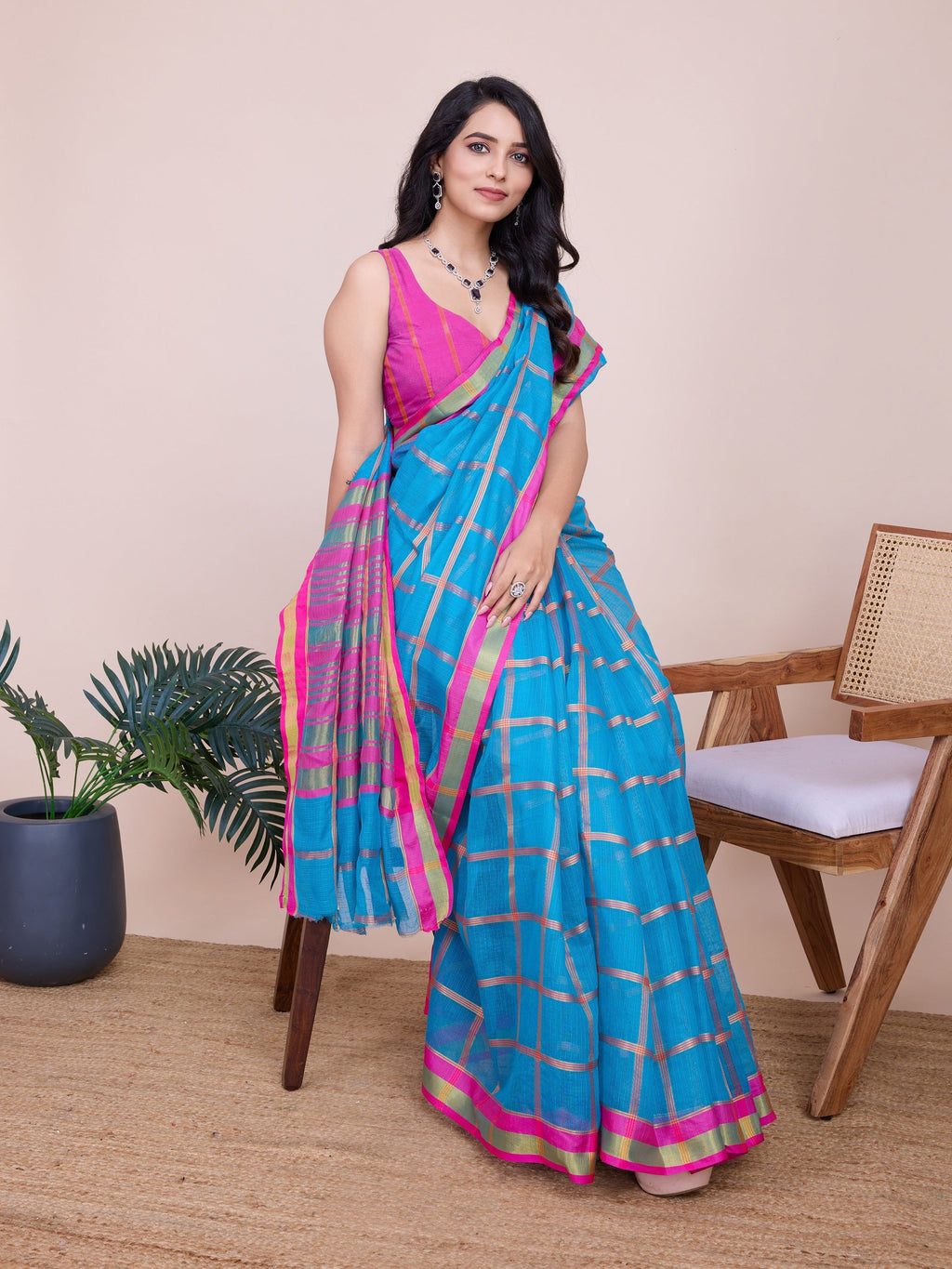 Vedant Vastram Cotton Silk Jacquard Fancy Saree - Rama
