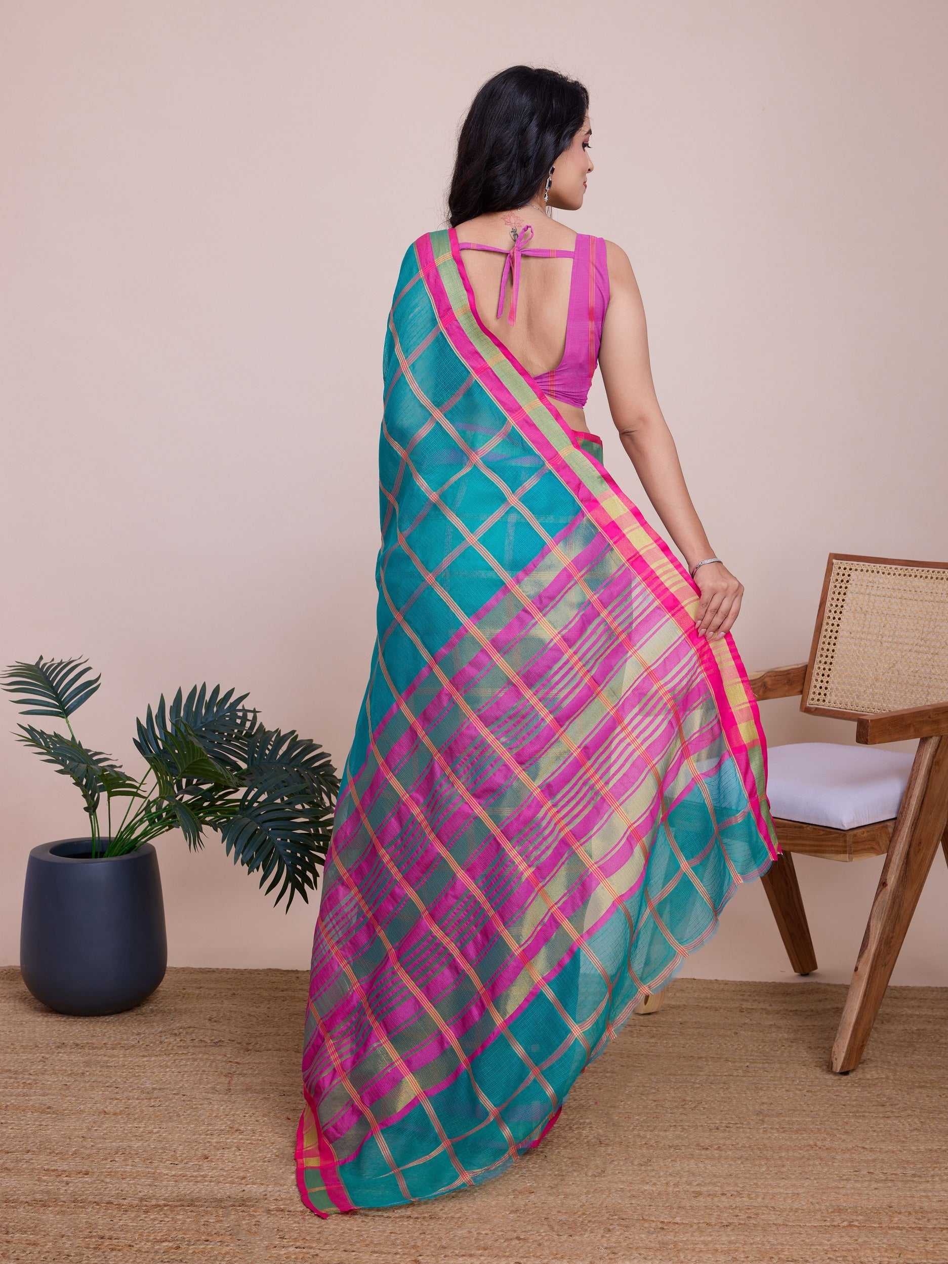 Vedant Vastram Cotton Silk Jacquard Fancy Saree - Seagreen