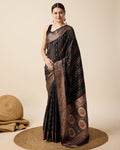 Vedant Vastram Soft Litchi Silk Banarasi Silk Saree - Black