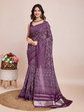 Vedant Vastram Semi Cotton Bandhani Printed Saree - Wine