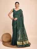 Vedant Vastram Semi Cotton Bandhani Printed Saree - Green
