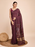 Vedant Vastram Semi Cotton Bandhani Printed Saree - Maroon
