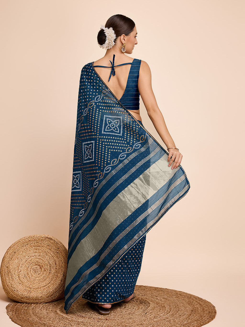 Vedant Vastram Semi Cotton Bandhani Printed Saree - Morpich