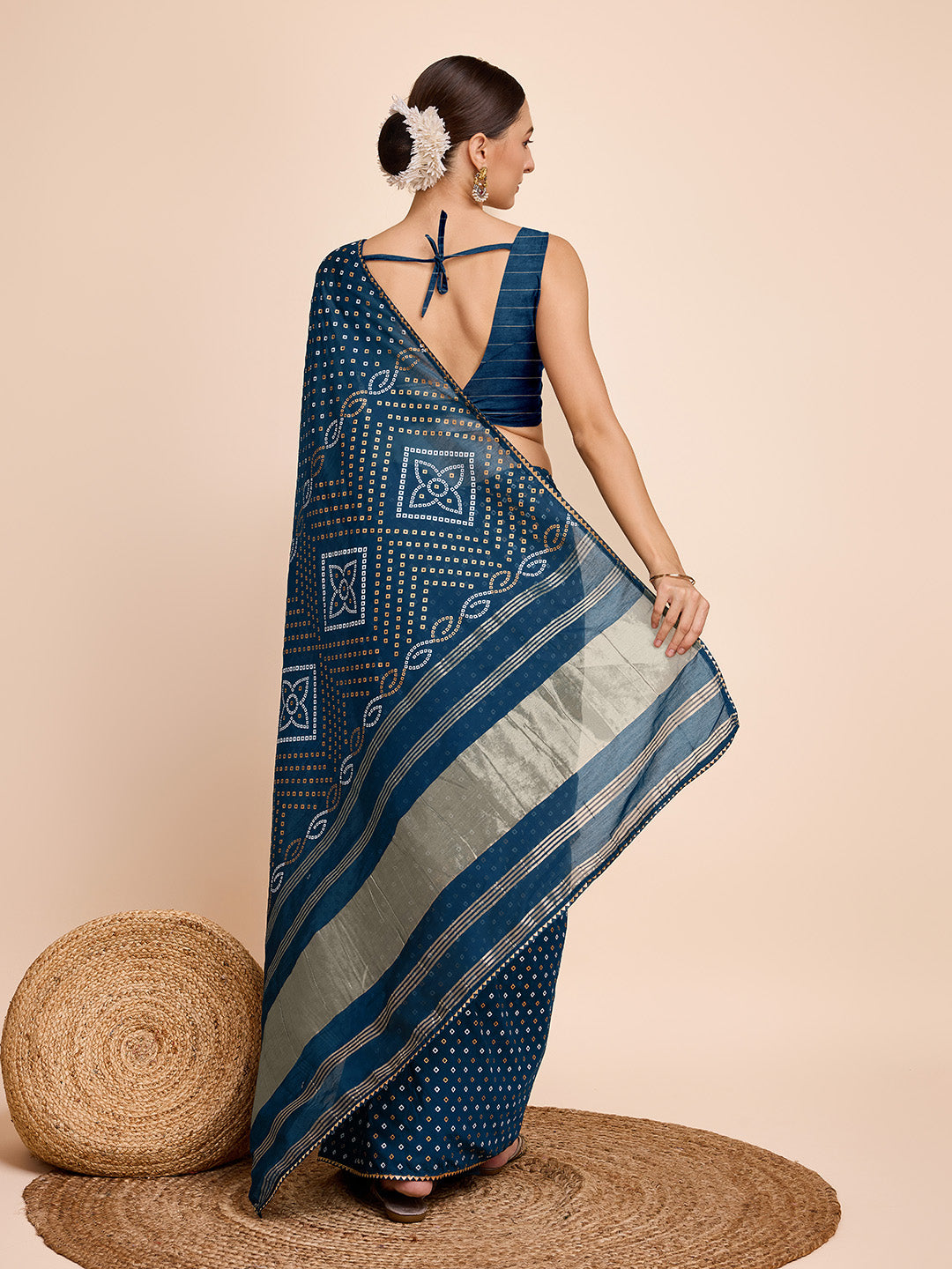 Vedant Vastram Semi Cotton Bandhani Printed Saree - Morpich