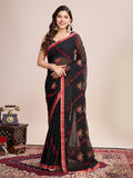 Vedant Vastram Georgette Embroidered Work Fancy Saree - Red