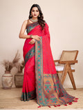 Vedant Vastram Soft Litchi Silk Kanjeevaram Silk Saree - Rani