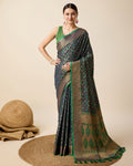 Vedant Vastram Soft Litchi Silk Kanjeevaram Silk Saree - Green