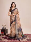 Vedant Vastram Linen Printed Bollywood Saree - Mustard