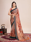 Vedant Vastram Linen Printed Bollywood Saree - Orange