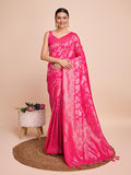 Vedant Vastram Soft Litchi Silk Banarasi Silk Saree - Magenta
