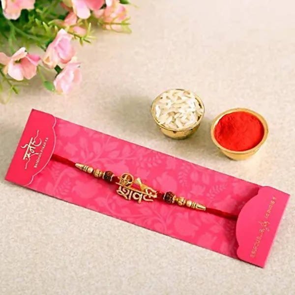 Auspicious Lord Shiv Rakhi & Kaju Roll Box