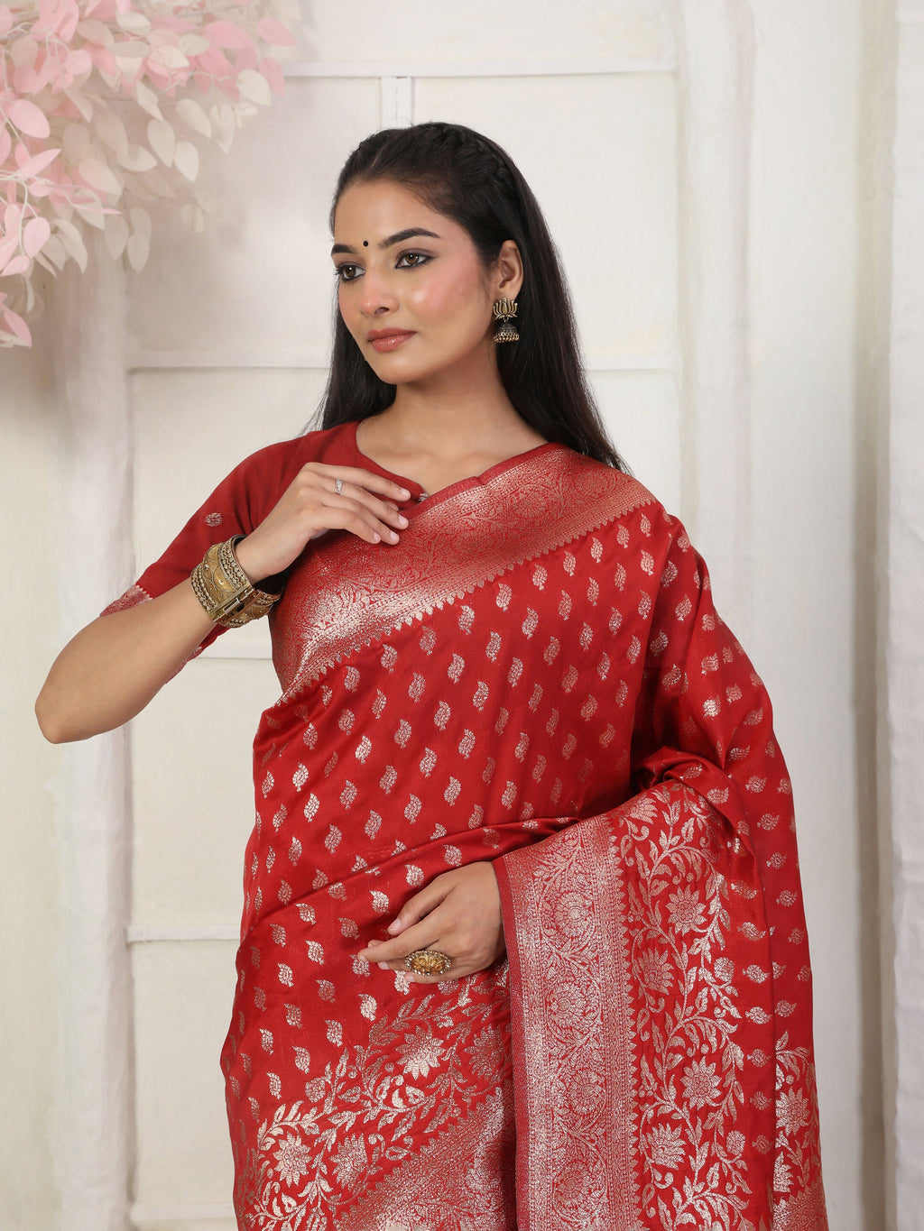 Shree Shyam Fashion Lichi Silk Red Saree