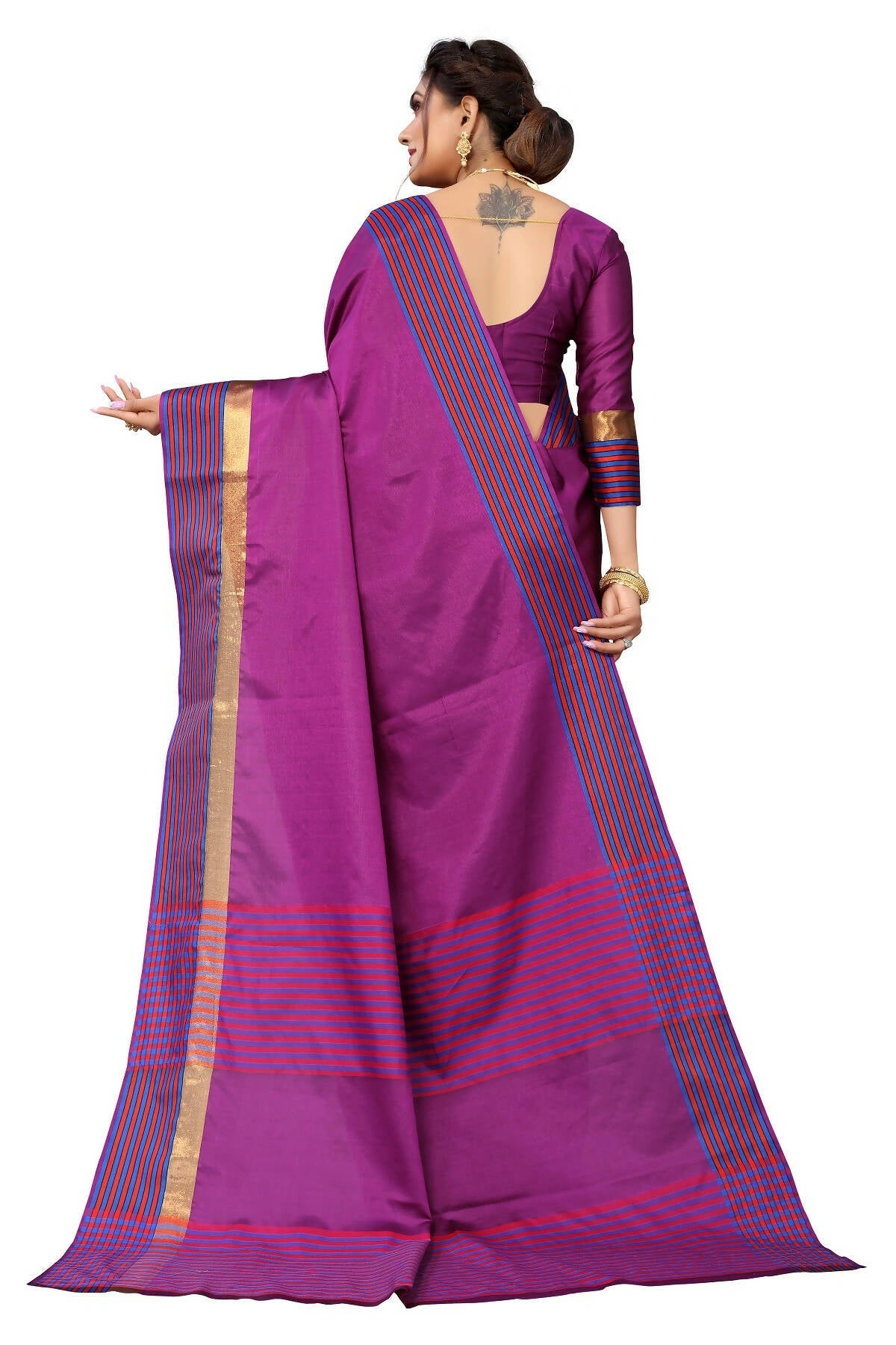 Vamika Ethnic Fire Purple Cotton Silk Saree