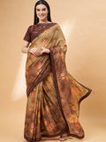 Beige Georgette Resham And Sequins Embroidery, Mukaish Studded Work Saree - Norita Hit Design