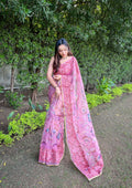 Vamsee Bavari Peach Organza Saree