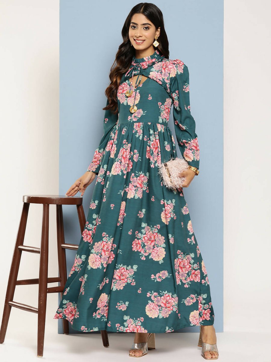 Ahalyaa Women's Traditional wear Ethnic Dress - Green