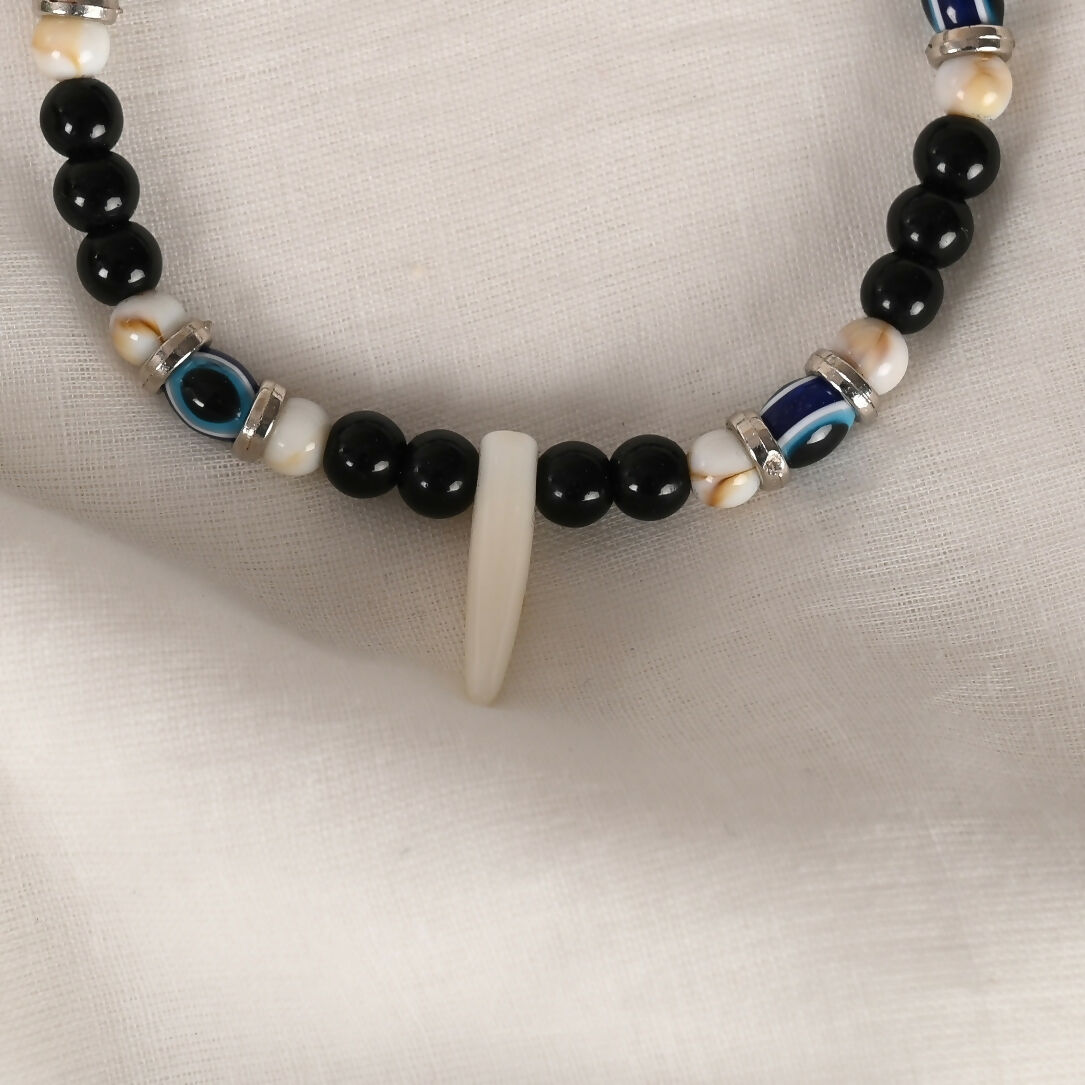 NVR Men & Women Pearl Evil Eye Adjustable Bracelet